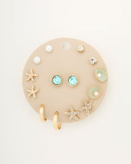 Tide Whisper Starfish And Shell Earring Stud Set
