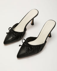 Laina Bow Ruched Heeled Mule
