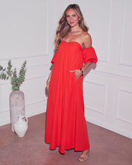 Twilight Tides Off The Shoulder Maxi Dress