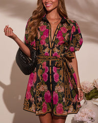 Loreie Waist Tie Mini Dress