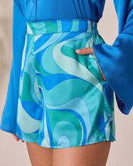 Terrace Time Abstract Print Shorts