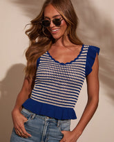 Jada Contrast Ruffle Trim Knit Top