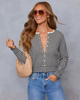 Jalenia Striped Button Down Cardigan