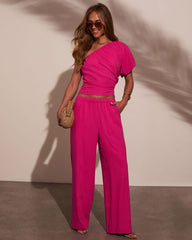 Onyx Linen One Shoulder Top