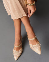 Chiclet Mesh Embroidery Heeled Mules