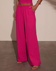 Onyx Linen Wide Leg Pants
