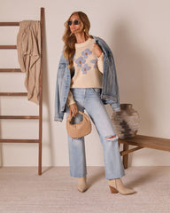 Briaria Embroidered Floral Crochet Sweater