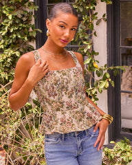 Rosemilk Floral Tapestry Peplum Top