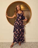 Blush Horizon Tiered Bustier Maxi Dress