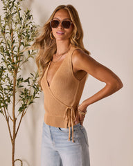 Paths Cross Knit Sleeveless Wrap Top