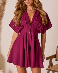 Stacie Pleated Mini Shirt Dress