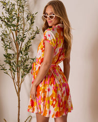 Sunset Palette Waist Tie Mini Dress