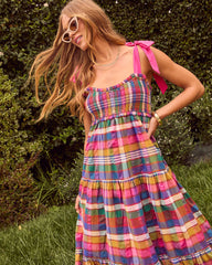 Izie Plaid Tiered Maxi Dress