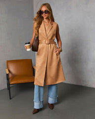 Autumn Reign Belted Suede Trench Coat