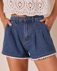 Sweetgrass Scallop Trim Denim Shorts