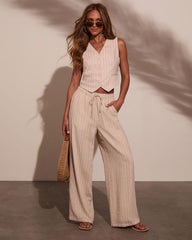 Hazel Pinstripe Wide Leg Pants