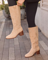 Worn Oak Suede Knee High Boots