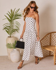 Kristena Drop Waist Polka Dot Midi Dress