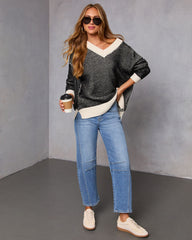 Lesiette Contrast Crochet Knit Sweater