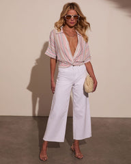 Kellie Striped Twist Hem Top