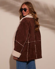 Genevieve Contrast Suede Shearling Coat