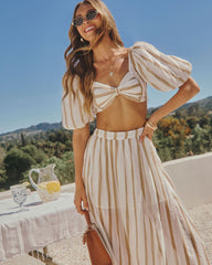 Ginnavive Stripe Puff Sleeve Crop Top