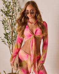 Rosiana Front Tie Cover Up Top