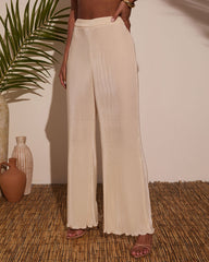 Vintage Summer Wide Leg Plisse Pants