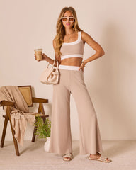 Tricia Contrast Waist Wide Leg Pants