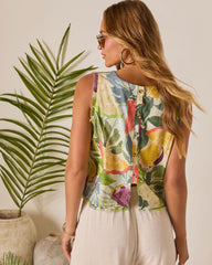 Tangerine Skies Linen Tropical Top