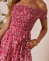 Dawna Off The Shoulder Waist Tie Jumpsuit