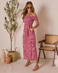 Dawna Off The Shoulder Waist Tie Jumpsuit