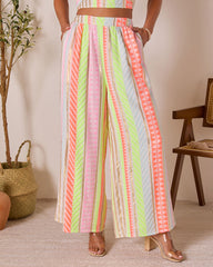 Sun Washed Abstract Wide Leg Pants