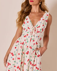 Sweet Tart Cherry Print Midi Dress