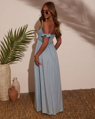 Benitta Off The Shoulder Chambray Maxi Dress