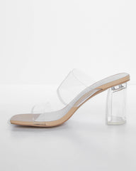 Jodi Clear Block Heel Mules