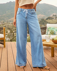 Remieh Stretch Drawstring Wide Leg Jeans