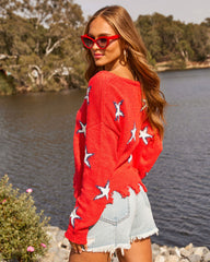 Reida Distressed Star Sweater