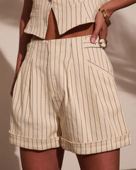 Sailen Belted Pinstripe Shorts