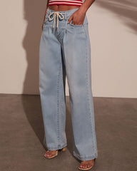 Wanderfolk Super Stretch Drawstring Wide Leg Jeans