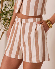 Slow Days Striped Linen Shorts
