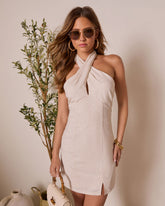 Rumal Linen Halter Mini Dress