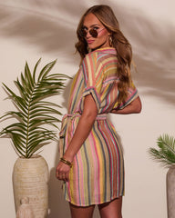 Sunshade Waist Tie Mini Shirt Dress