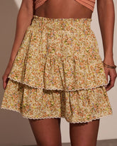 Rosalia Tiered Floral Mini Skirt