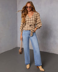 Nalena Plaid Wrap Blouse