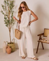 Grecian Glow Linen Wide Leg Pants