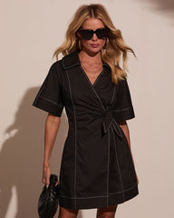 Nella Contrast Wrap Tie Mini Dress