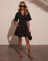 Nella Contrast Wrap Tie Mini Dress