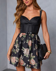 Sugar Bloom Fit And Flare Belted Mini Dress