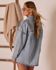Centinela Oversized Denim Utility Button Down Top